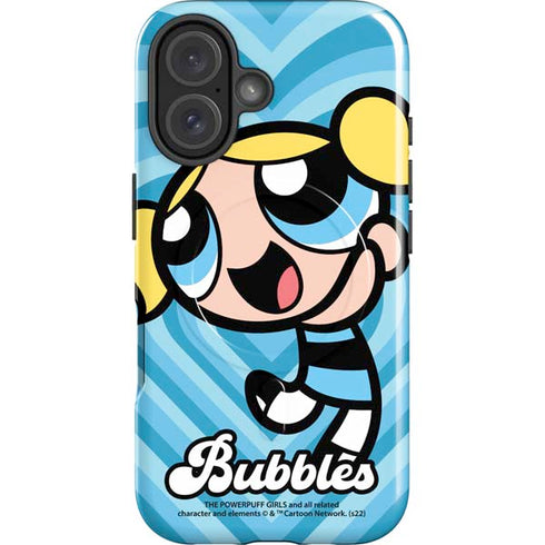 Cartoon Network Powerpuff Girls Bubbles Blue Hearts iPhone 16 Magsafe Impact Case