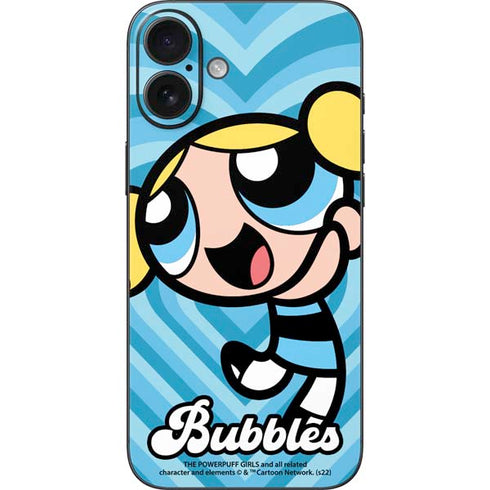 Cartoon Network Powerpuff Girls Bubbles Blue Hearts iPhone 16 Plus Skin