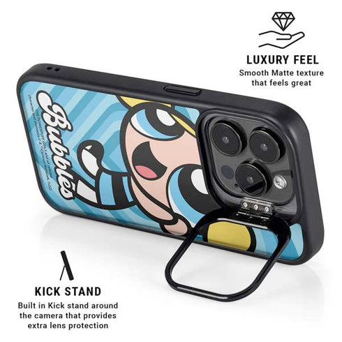 Cartoon Network Powerpuff Girls Bubbles Blue Hearts iPhone 16 Pro Kickstand Case