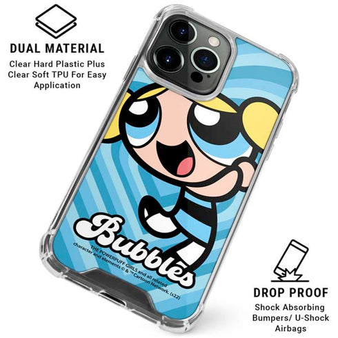 Cartoon Network Powerpuff Girls Bubbles Blue Hearts iPhone 16 Pro Max Clear Case