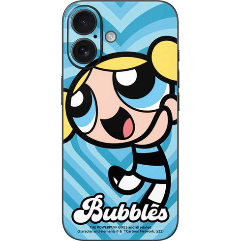 Cartoon Network Powerpuff Girls Bubbles Blue Hearts iPhone 16 Skin