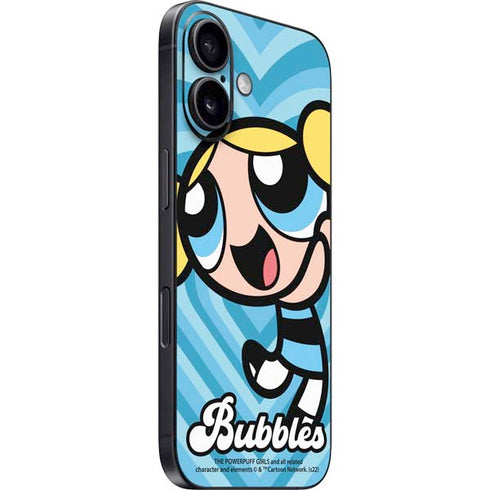 Cartoon Network Powerpuff Girls Bubbles Blue Hearts iPhone 16 Skin