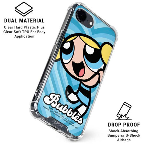 Cartoon Network Powerpuff Girls Bubbles Blue Hearts iPhone 16e Clear Case