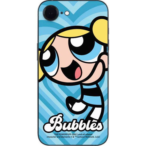 Cartoon Network Powerpuff Girls Bubbles Blue Hearts iPhone 16e Skin