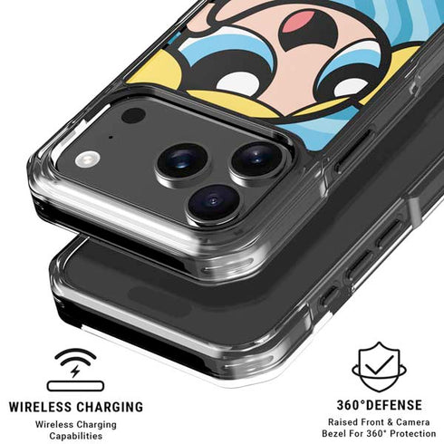 Cartoon Network Powerpuff Girls Bubbles Blue Hearts iPhone 18 Pro Clear Case