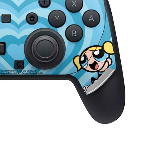 Cartoon Network Powerpuff Girls Bubbles Blue Hearts Nintendo Switch 2 (2025) Pro Controller Skin