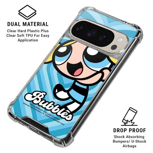 Cartoon Network Powerpuff Girls Bubbles Blue Hearts Pixel 9 Pro XL Clear Case