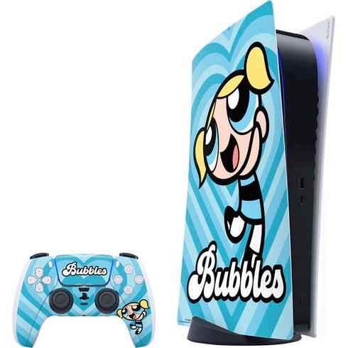 Cartoon Network Powerpuff Girls Bubbles Blue Hearts PlayStation PS5 Skins