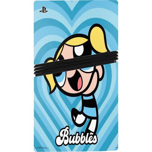 Cartoon Network Powerpuff Girls Bubbles Blue Hearts PS5 Pro Console Skin
