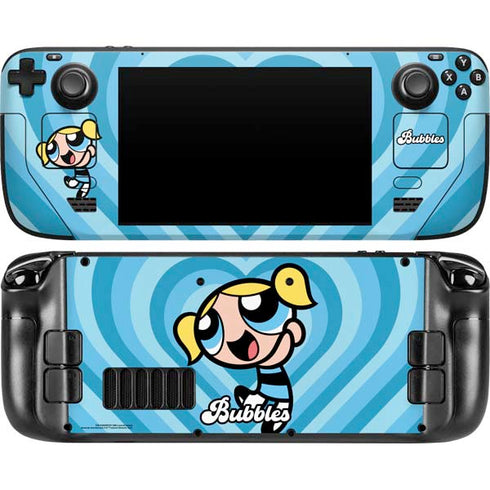 Cartoon Network Powerpuff Girls Bubbles Blue Hearts Steam Deck Handheld Gaming Computer Skin