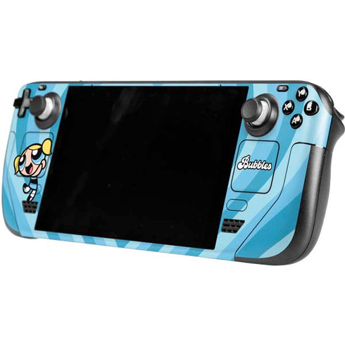 Cartoon Network Powerpuff Girls Bubbles Blue Hearts Steam Deck Handheld Gaming Computer Skin