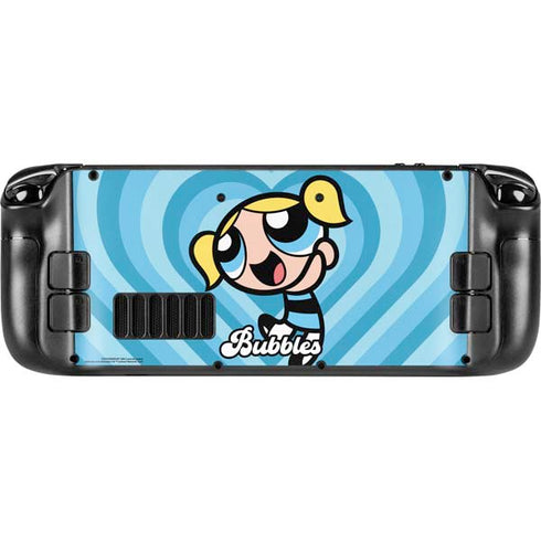 Cartoon Network Powerpuff Girls Bubbles Blue Hearts Steam Deck Handheld Gaming Computer Skin