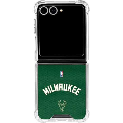 NBA Milwaukee Bucks Jersey Galaxy Z Flip7 Clear Case