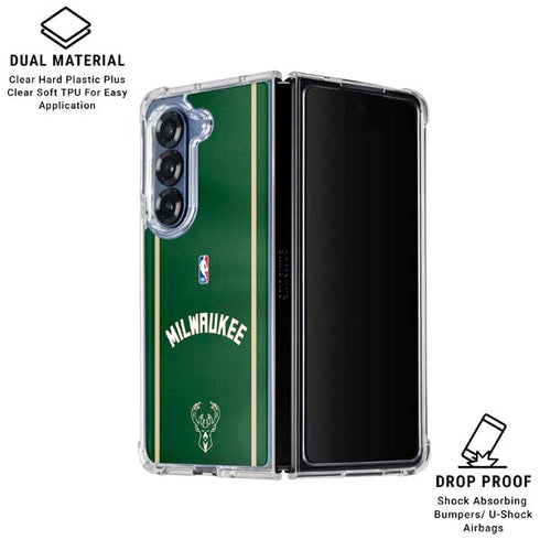 NBA Milwaukee Bucks Jersey Galaxy Z Fold7 Clear Case