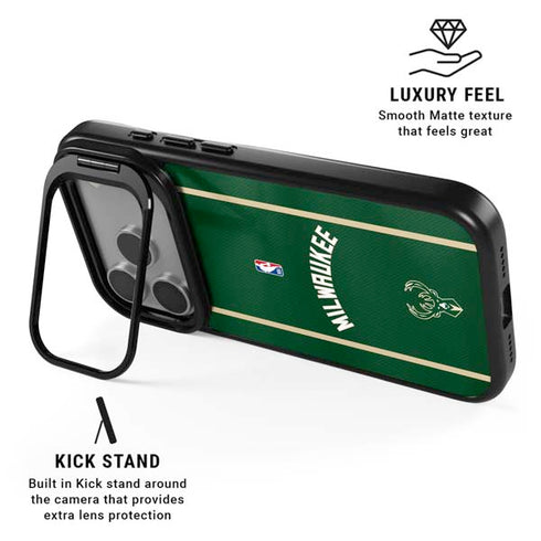 NBA Milwaukee Bucks Jersey iPhone 17 Pro Max Kickstand Case