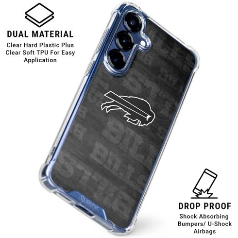 NFL Buffalo Bills Black & White Galaxy S25 Plus Clear Case