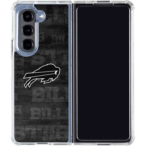 NFL Buffalo Bills Black & White Galaxy Z Fold5 5G Clear Case