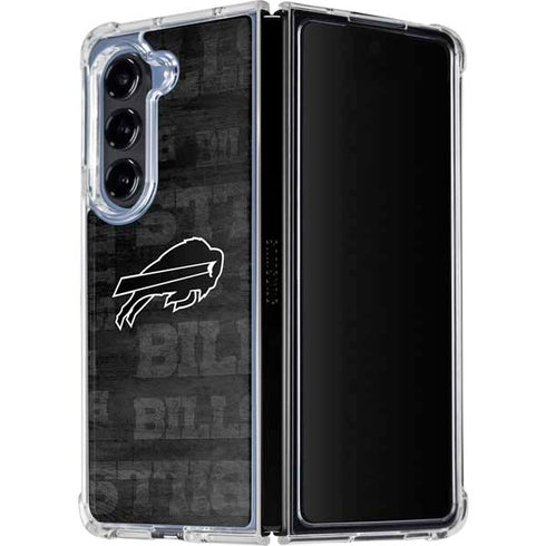 NFL Buffalo Bills Black & White Galaxy Z Fold5 5G Clear Case
