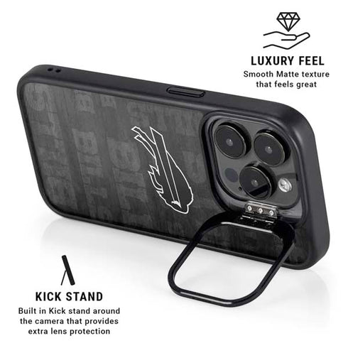 NFL Buffalo Bills Black & White iPhone 15 Pro Max Kickstand Case