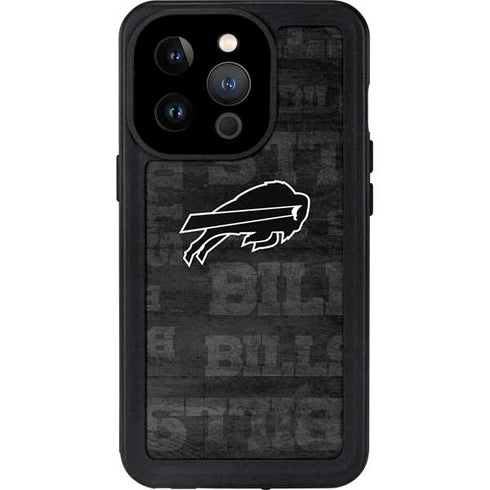 NFL Buffalo Bills Black & White iPhone 15 Pro Waterproof Case