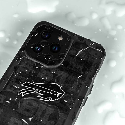 NFL Buffalo Bills Black & White iPhone 15 Pro Waterproof Case
