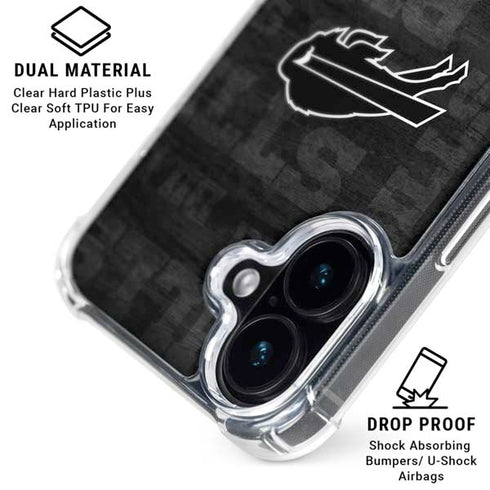 NFL Buffalo Bills Black & White iPhone 16 Clear Case