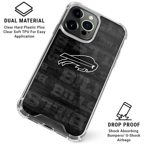 NFL Buffalo Bills Black & White iPhone 16 Pro Clear Case