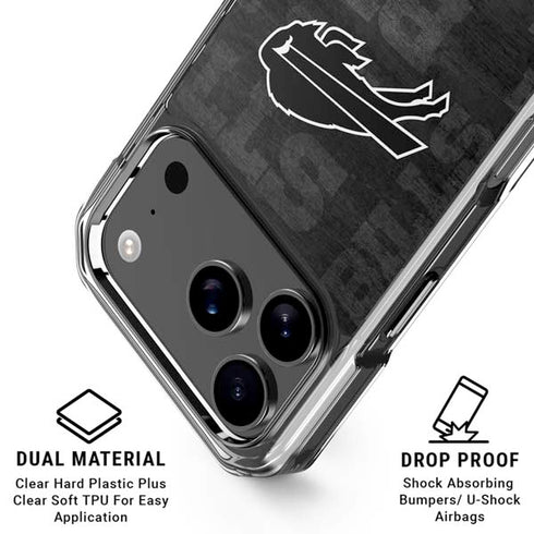 NFL Buffalo Bills Black & White iPhone 18 Pro Clear Case