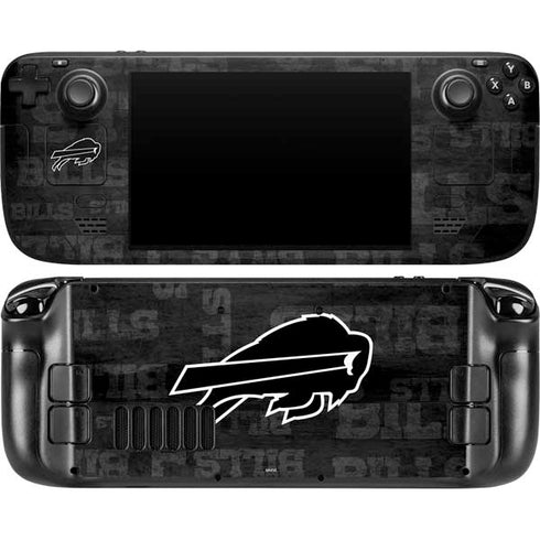 NFL Buffalo Bills Black & White Steam Deck Handheld Gaming Computer OLED Skin