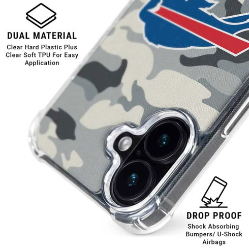 NFL Buffalo Bills Camo iPhone 16 Plus Clear Case