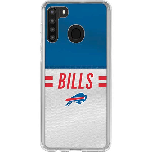 NFL Buffalo Bills White Striped Galaxy A21 Clear Case