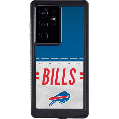 NFL Buffalo Bills White Striped Galaxy S24 Ultra Waterproof Case