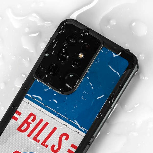 NFL Buffalo Bills White Striped Galaxy S24 Ultra Waterproof Case