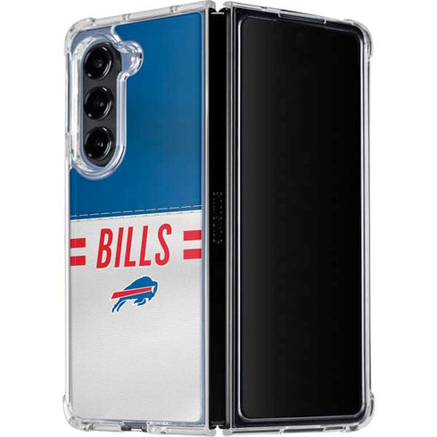NFL Buffalo Bills White Striped Galaxy Z Fold5 5G Clear Case