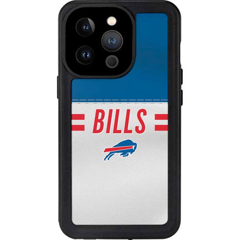 NFL Buffalo Bills White Striped iPhone 15 Pro Waterproof Case