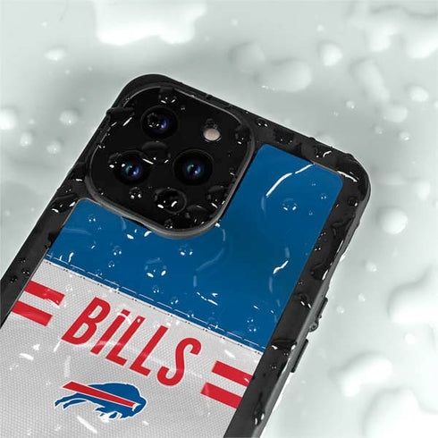 NFL Buffalo Bills White Striped iPhone 15 Pro Waterproof Case