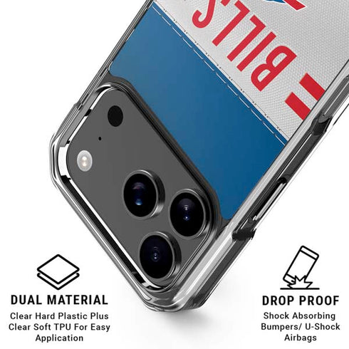 NFL Buffalo Bills White Striped iPhone 18 Pro Clear Case
