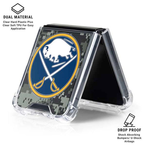 NHL Buffalo Sabres Camo Galaxy Z Flip6 Clear Case