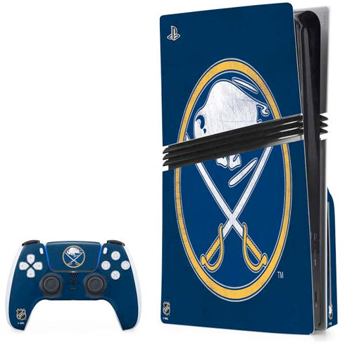 NHL Buffalo Sabres Distressed PS5 Pro Disk Bundle Skin