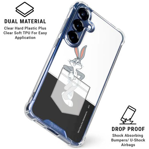 Looney Tunes Bugs Bunny Black White Galaxy S25 Plus Clear Case
