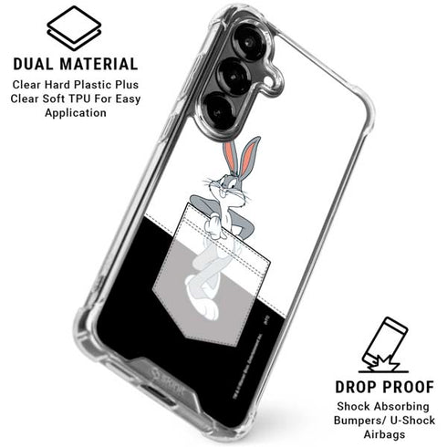 Looney Tunes Bugs Bunny Black White Galaxy S26 Plus Clear Case