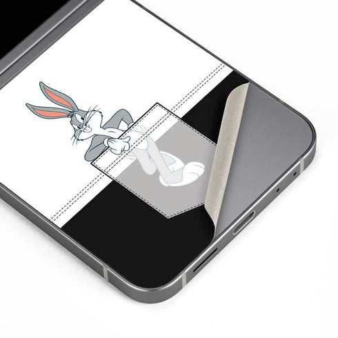 Looney Tunes Bugs Bunny Black White Galaxy Z Flip6 Skin
