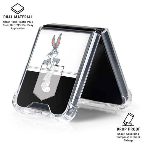 Looney Tunes Bugs Bunny Black White Galaxy Z Flip6 Clear Case