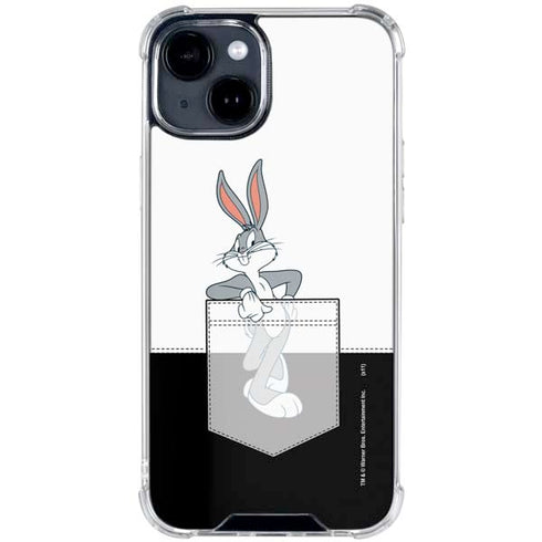 Looney Tunes Bugs Bunny Black White iPhone 15 Clear Case