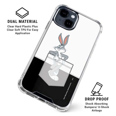 Looney Tunes Bugs Bunny Black White iPhone 15 Clear Case