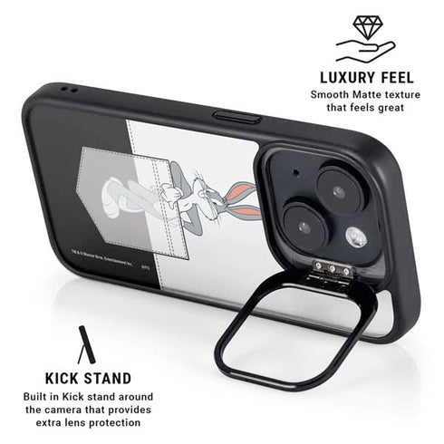 Looney Tunes Bugs Bunny Black White iPhone 15 Kickstand Case