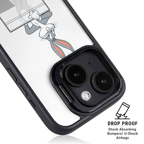 Looney Tunes Bugs Bunny Black White iPhone 15 Kickstand Case