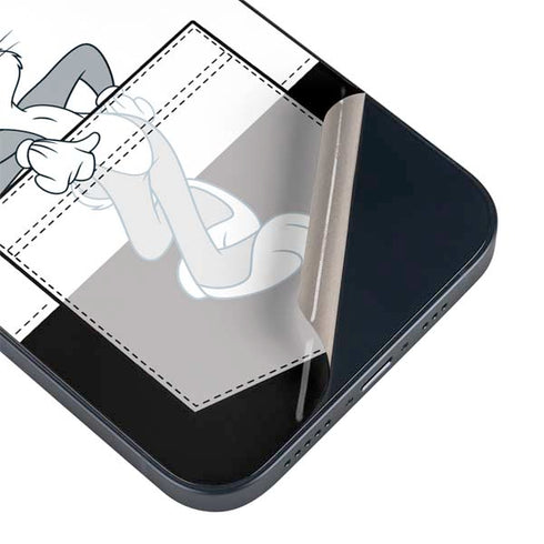 Looney Tunes Bugs Bunny Black White iPhone 15 Skin