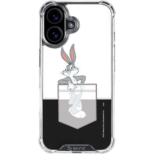 Looney Tunes Bugs Bunny Black White iPhone 16 Clear Case