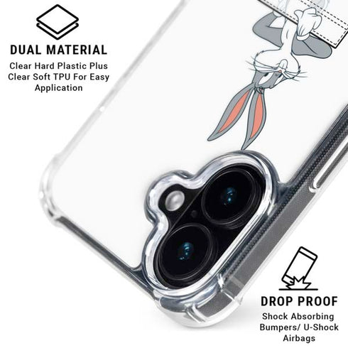 Looney Tunes Bugs Bunny Black White iPhone 16 Clear Case